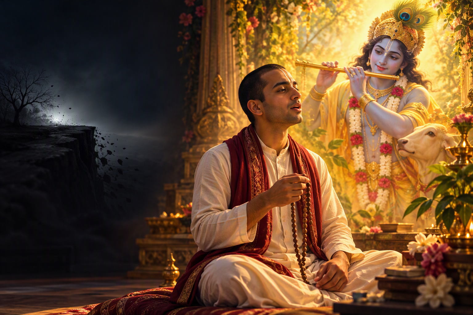 meditation-krishna-consciousness-spiritual-purpose A person meditating peacefully