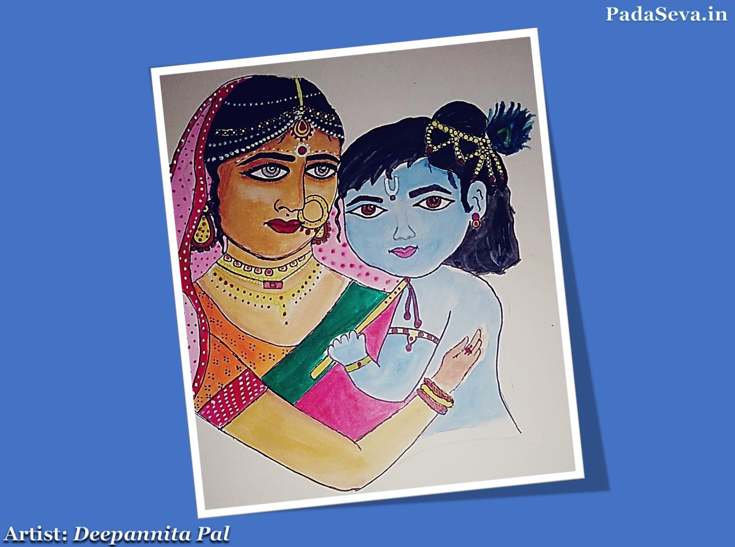 Yashoda MAA baby Krishna Madhubani art Drawing by Radhika Mathur | Saatchi  Art